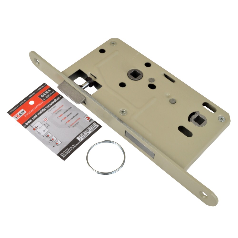 ISEO Einsteckschloss f&uuml;r Bad/WC-T&uuml;r Vierkant rechts/links 78 mm