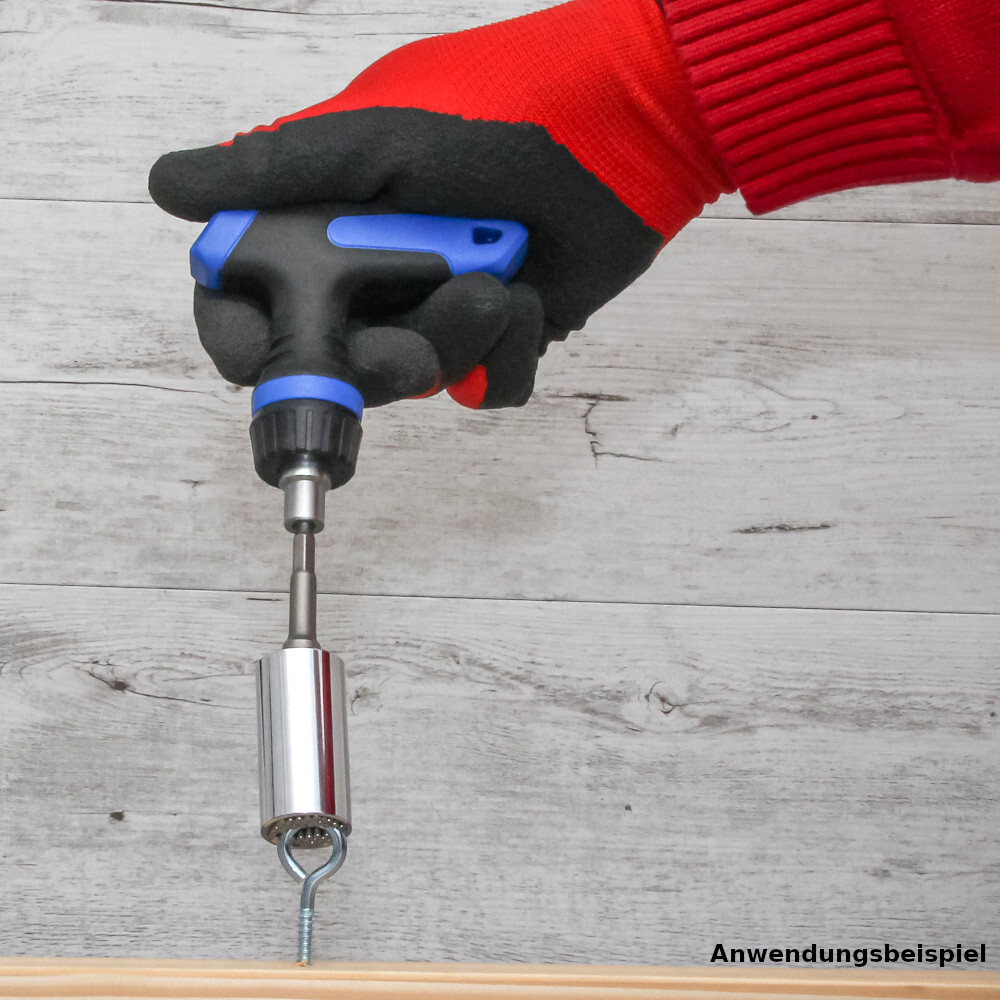 Multi-Einsatz Set 3-teilig mit Adapter und umschaltbarem Ratschen-T-Griff image number 2