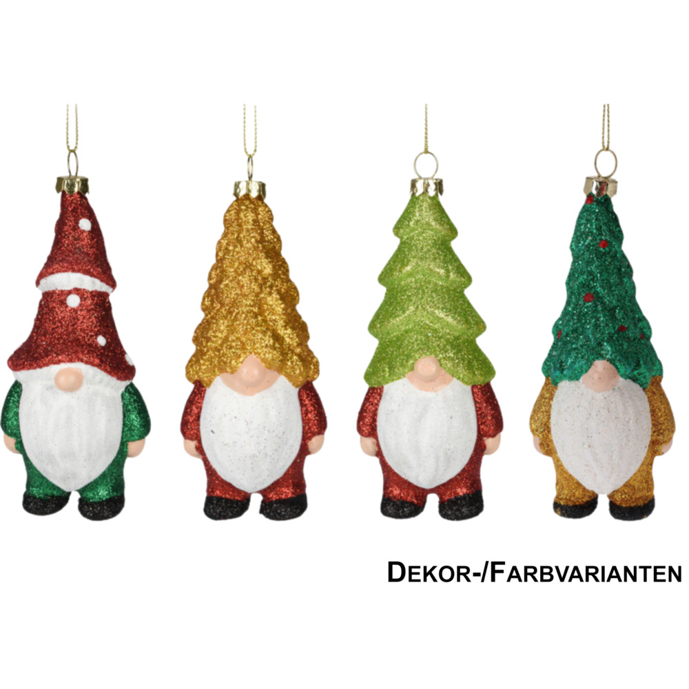 Weihnachtsschmuck Zwerg 12,5 cm, 4-fach sortiert