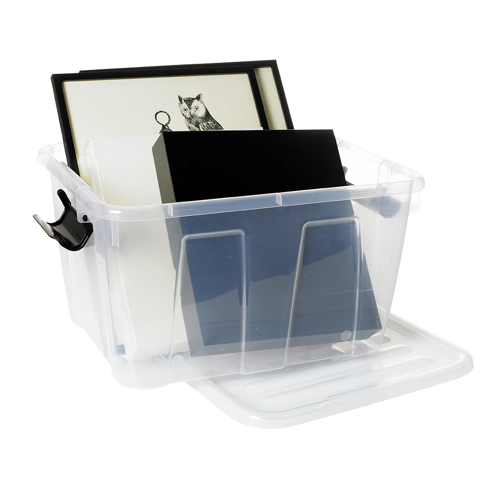 Aufbewahrungsbox 30 Liter mit Deckel, Grau-Transluzent image number 12