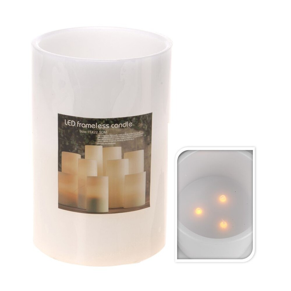 LED Echtwachs Kerze 15x22,5cm 3LED flackernd flammenlos Tischkerze Dekokerze