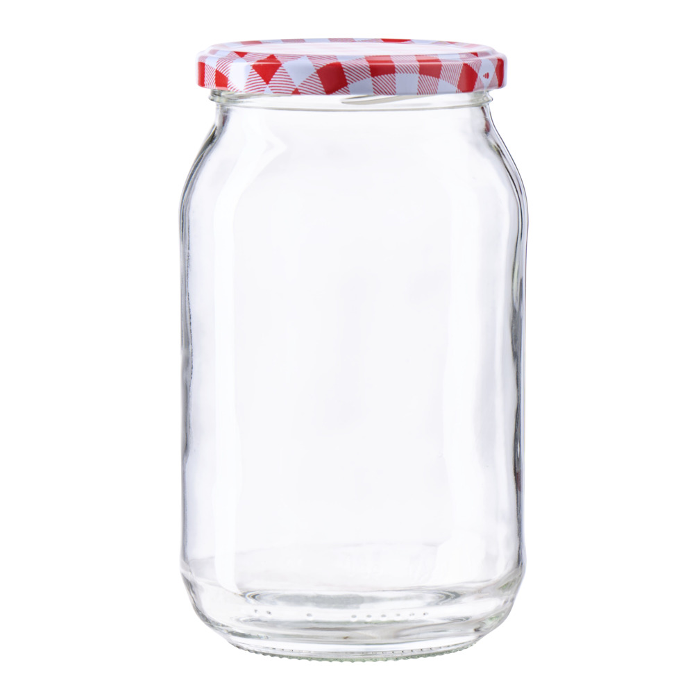 XXL-Einmachglas 900 ml Deckel rot-wei&szlig; kariert