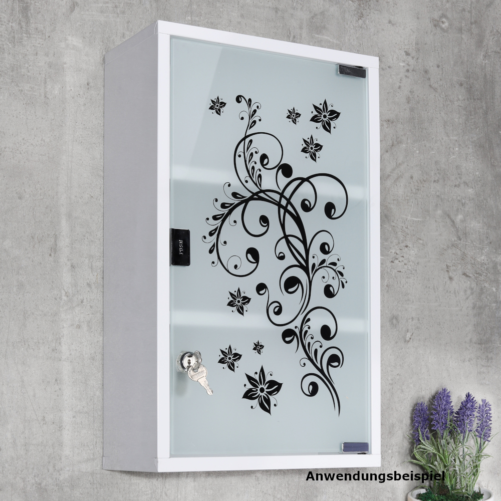 Medizinschrank abschlie&szlig;bar aus Stahl mit bedruckter Glasscheibe image number 1