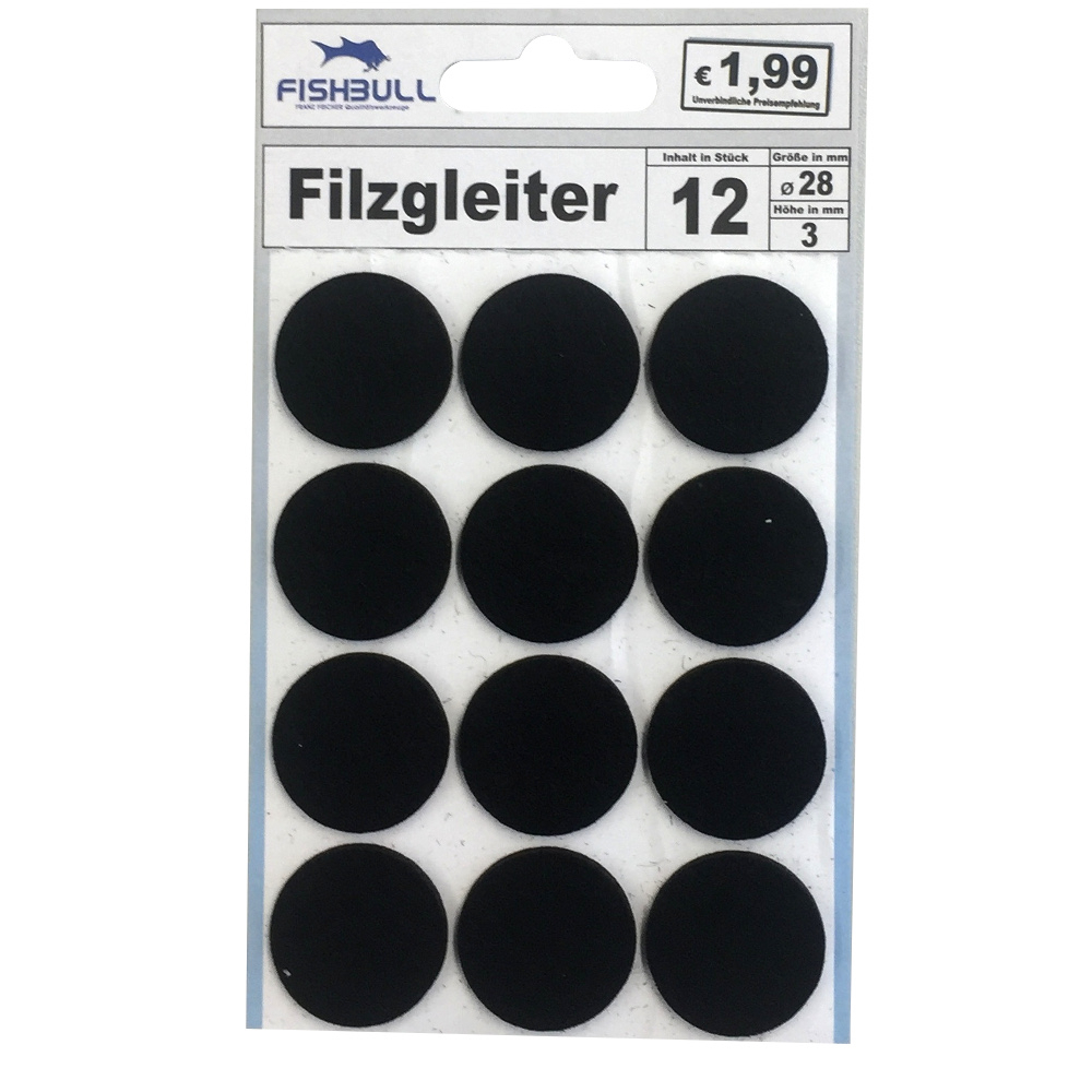 Filzgleiter &Oslash;28 mm 12 St&uuml;ck selbstklebend rund in schwarz