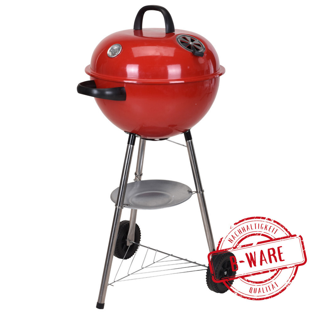 Kugelgrill fahrbar Edelstahl rot - B-Ware