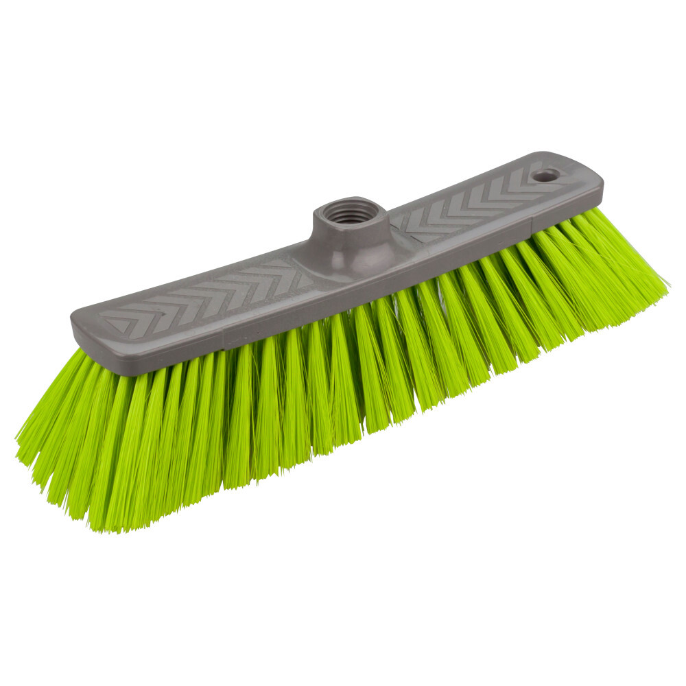 Allzweckbesen 35 cm grau mit gr&uuml;nen Kunststoff-Borsten