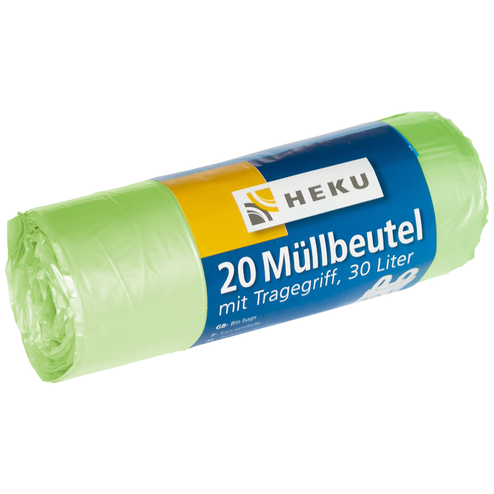 M&uuml;llbeutel mit Tragegriff 30 Liter10&micro; 20 St&uuml;ck in gr&uuml;n