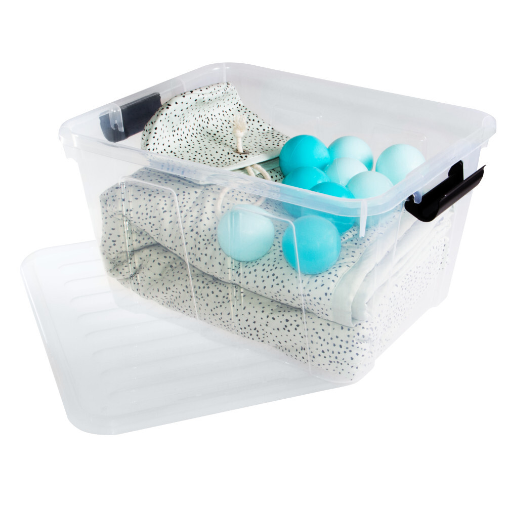 Aufbewahrungsbox 30 Liter mit Deckel, Grau-Transluzent image number 8