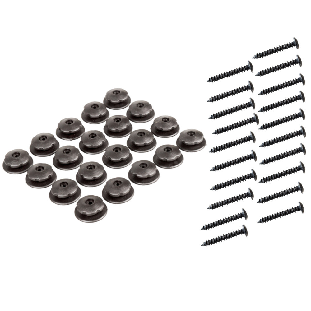 Rundknopf-Set gro&szlig; 20 St&uuml;ck aus schwarzem Kunststoff