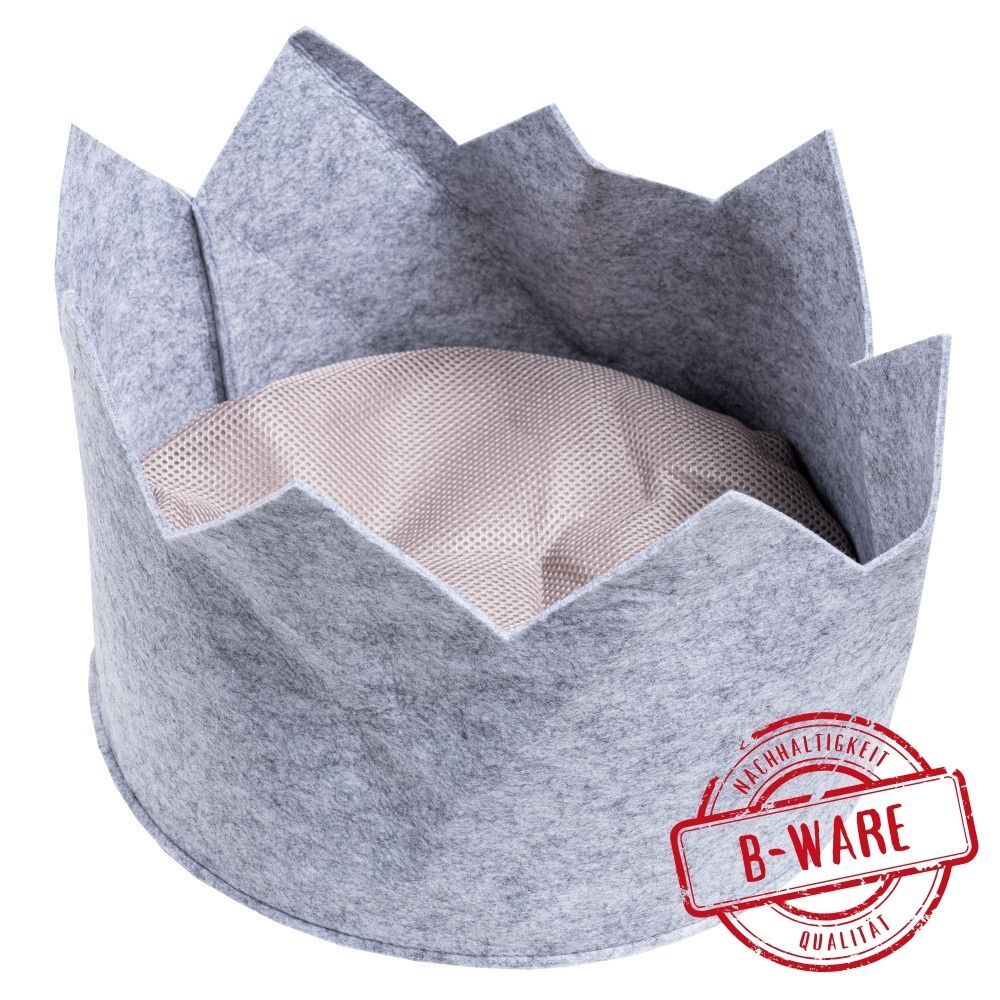 Haustierkorb Krone aus Filz mit Kissen B-Ware
