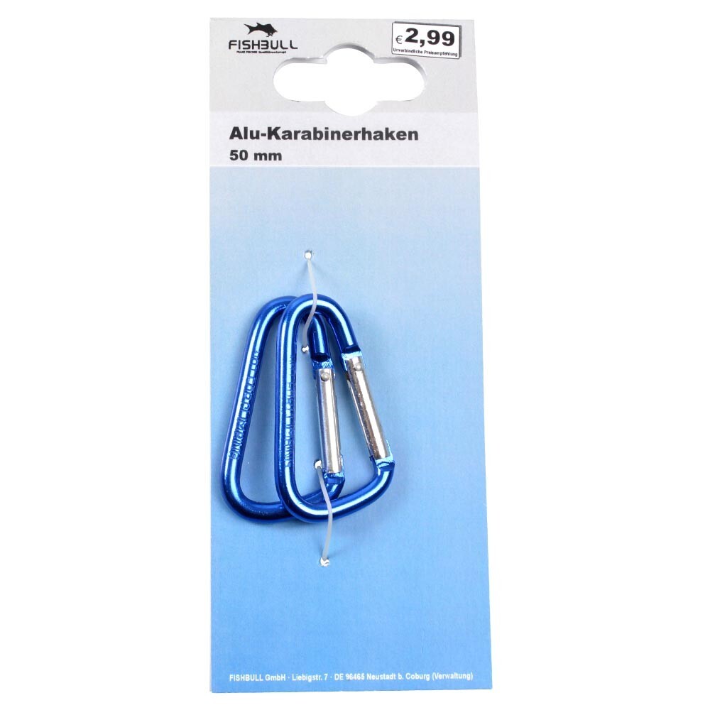 Karabiner 10 x 50 mm Alu 2 St&uuml;ck blau image number 1