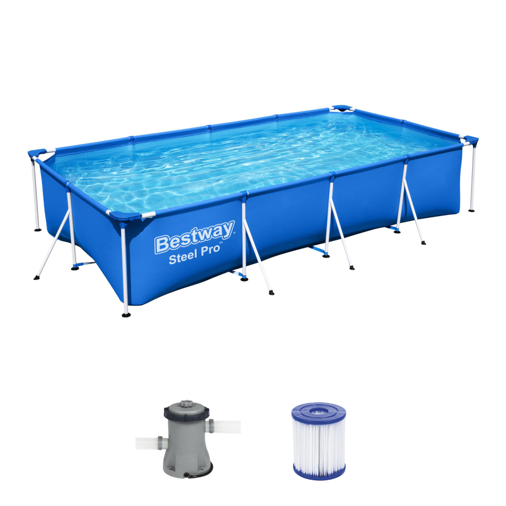 Bestway&reg; Steel Pro Frame Pool-Set eckig mit Filterpumpe