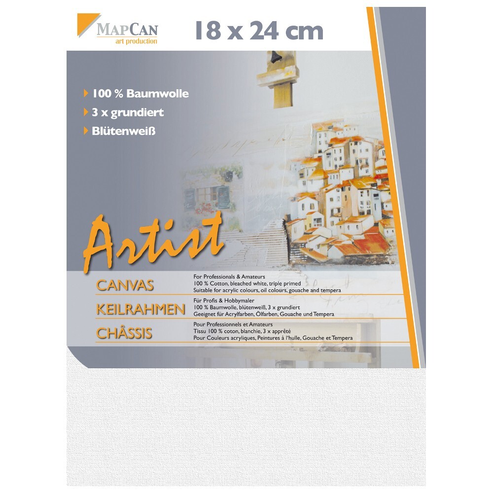 Leinwand 18 x 24 cm aus 100% Baumwolle 3-fach grundiert