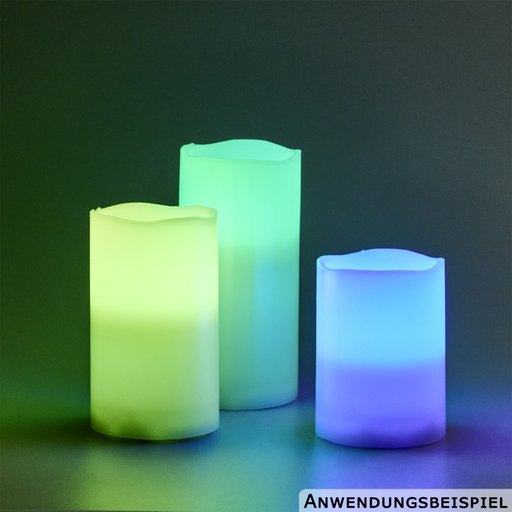 LED-Echtwachskerzen-Set 3-teilig wei&szlig; mit Farbwechsel image number 6