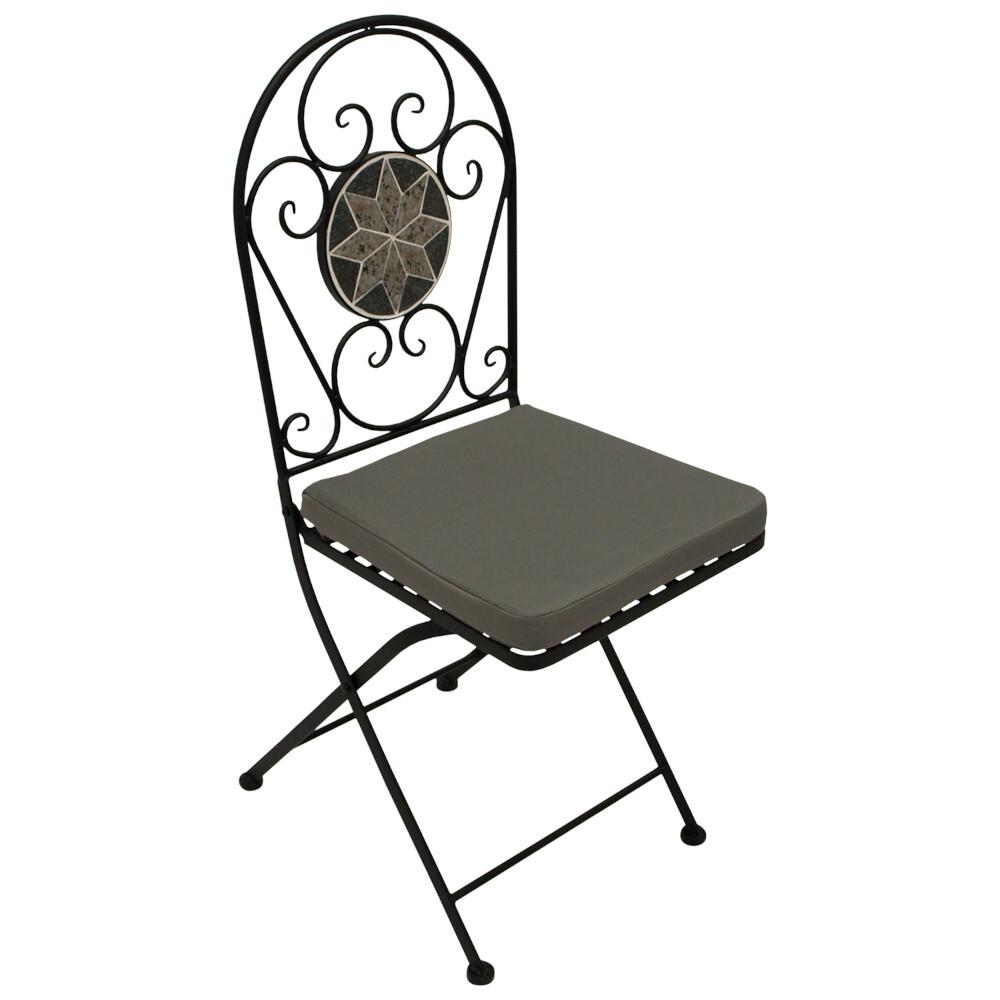 Klappstuhl 2-er Set aus Eisen mit Mosaik-Verzierung in Grau