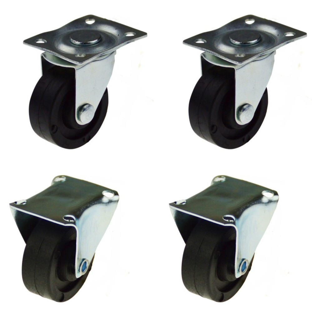 Lenkrollen Bockrollen-Set &Oslash; 40mm Gummi 4 St&uuml;ck Lenkrollen Transportrollen