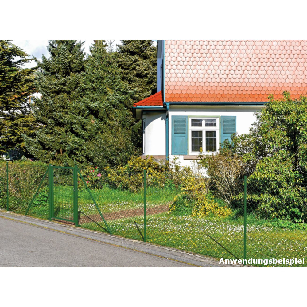 Maschendrahtzaun-Set gr&uuml;n 25 m x 125 cm zum Einbetonieren image number 3