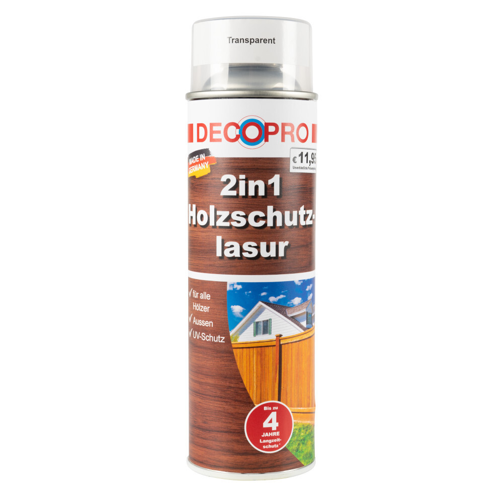 DECOPRO 2in1 farblos Holzschutzlasur-Spray 500 ml
