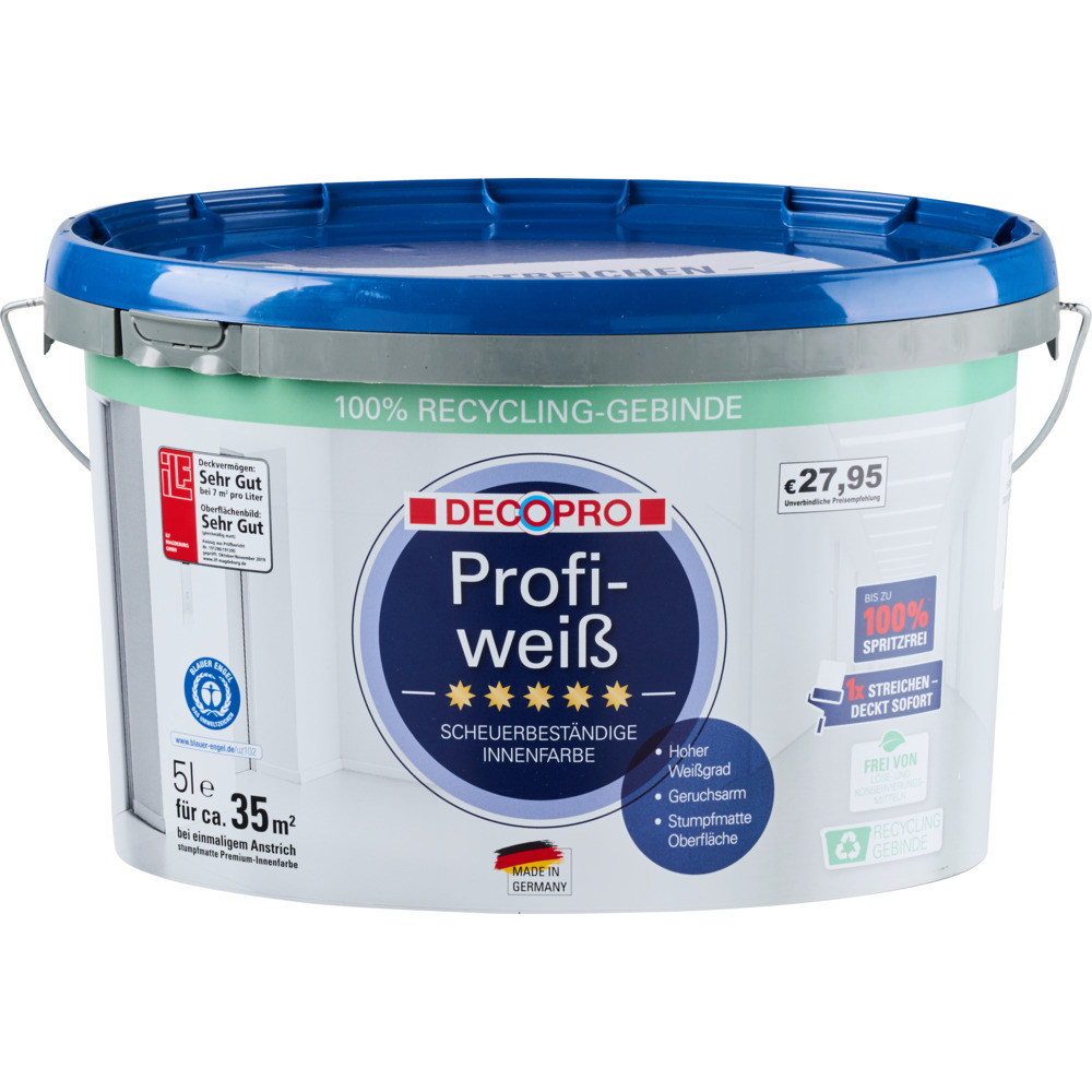 DECOPRO Profiwei&szlig; 5 Liter matt hochdeckend