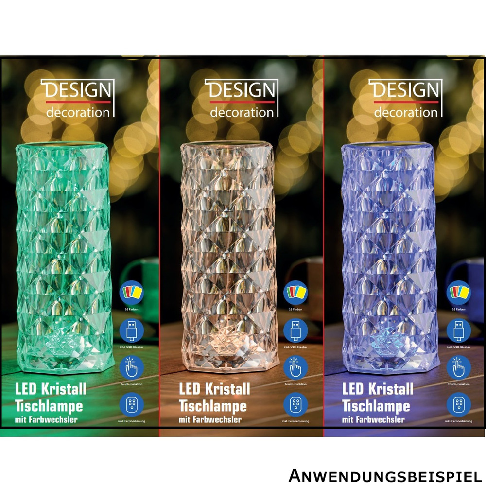 LED Tischleuchte Kristall Farbwechsel image number 1