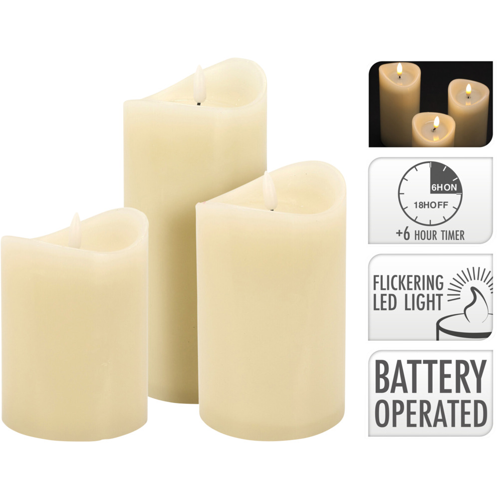 LED-Echtwachskerzen Set 3-teilig mit Timer image number 1