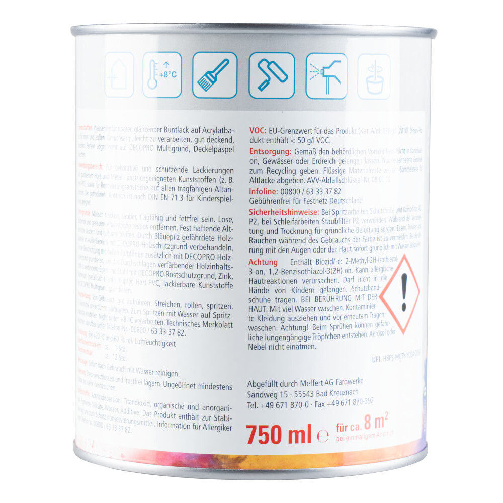 DECOPRO Acryl Glanzlack tiefschwarz RAL 9005 f&uuml;r innen und au&szlig;en image number 1