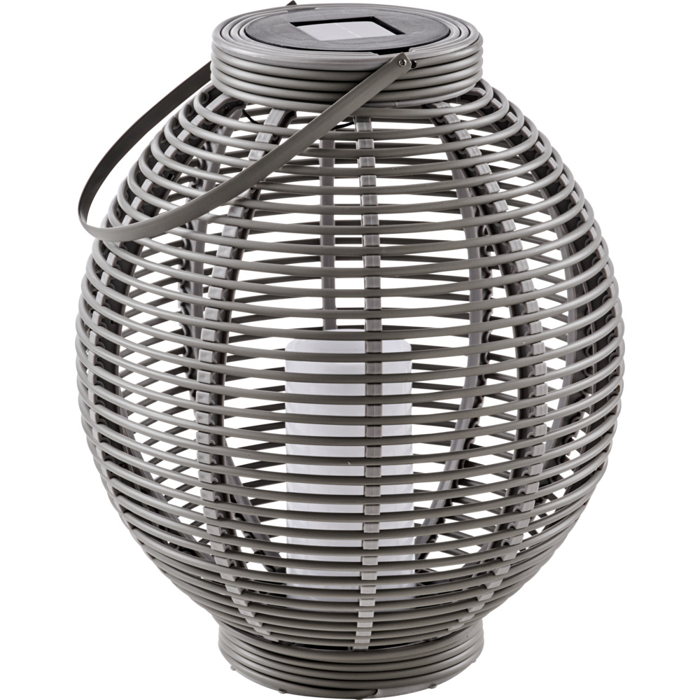 Solar LED-Laterne Rattan-Optik in Grau