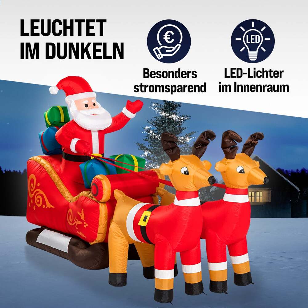 Aufblasbarer LED-Weihnachtsmann mit Schlitten image number 2