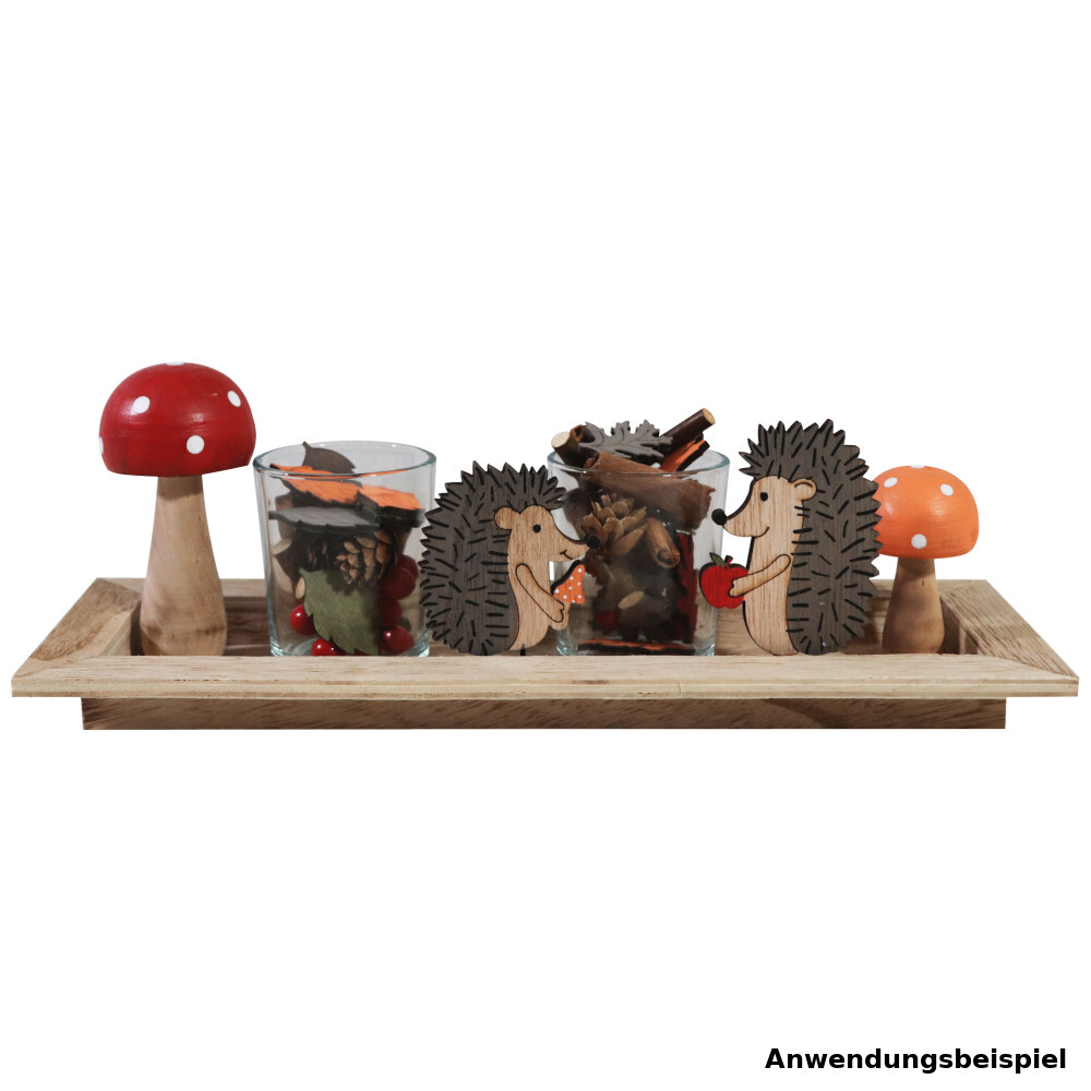 Deko-Tablett Holz mit Teelicht und Herbstdeko