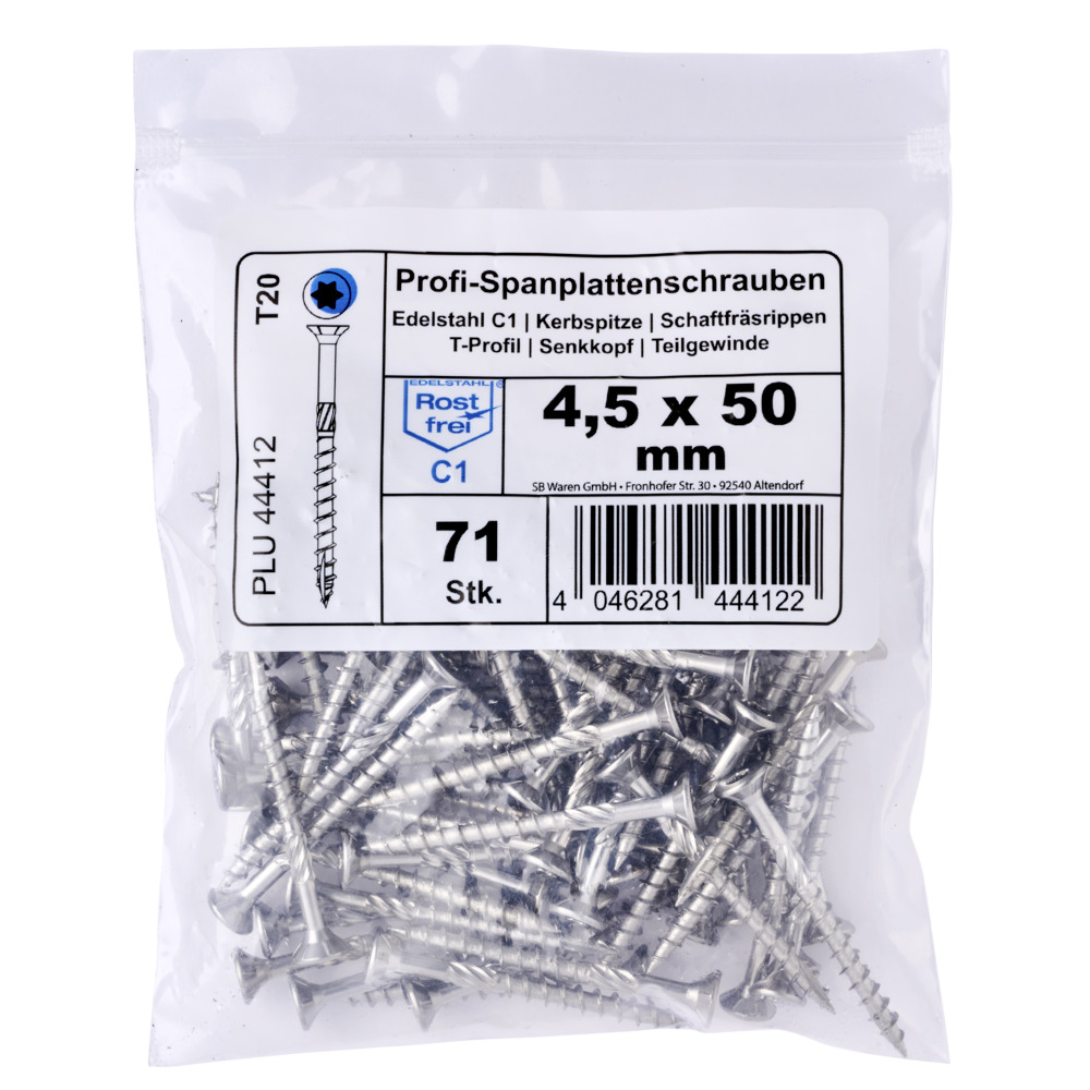 Profi-Spanplattenschrauben 4,5x50 mm TG IVZ C1 Senkkopf Vorteilspack image number 1