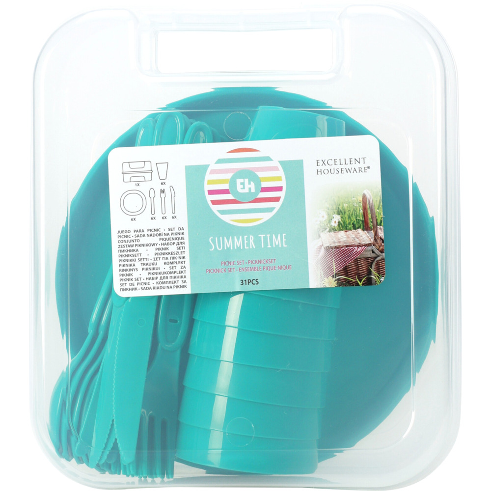 Picknickset 30-teilig aus Polypropylen mit Aufbewahrungsbox image number 4