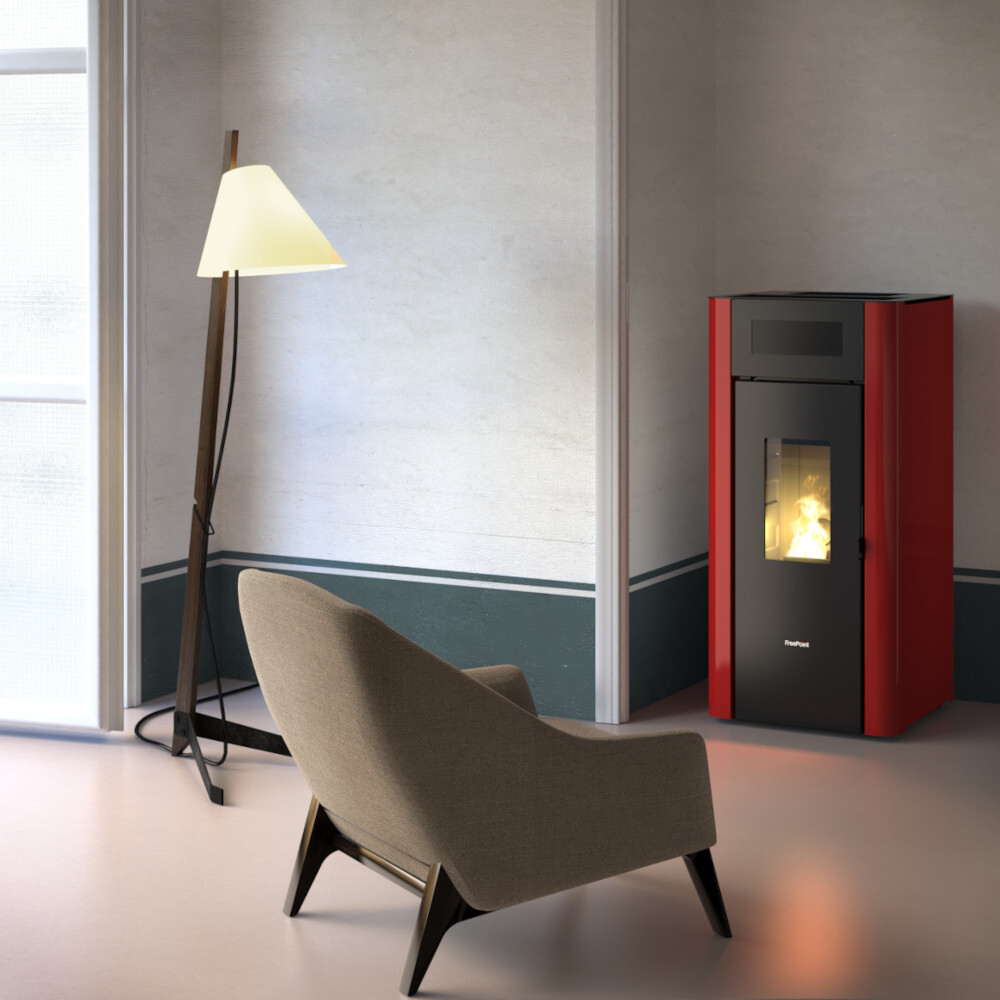 Pelletofen "AMARANTO 9", bordeaux Stahl image number 2