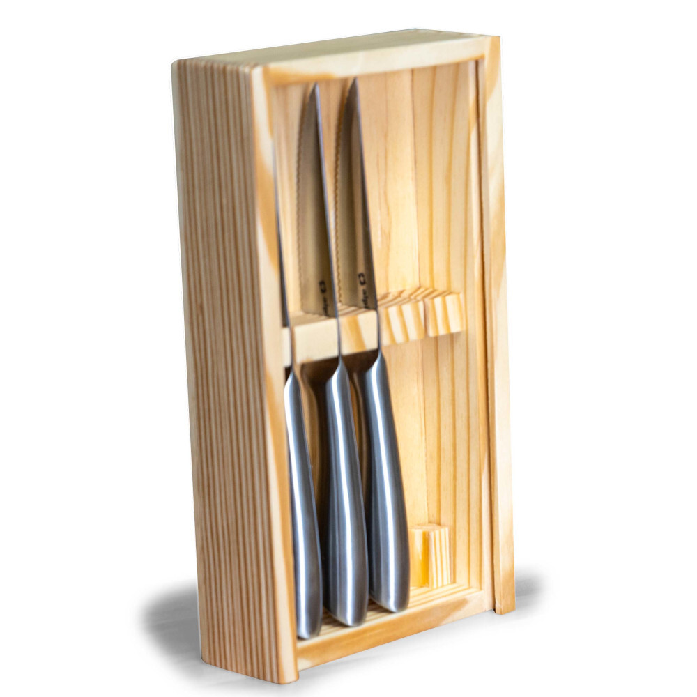 Steakmesser-Set aus Edelstahl 4-teilig in Holzbox