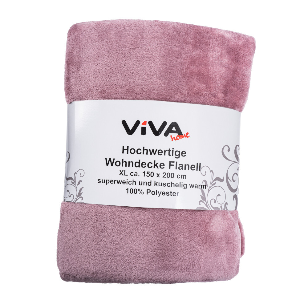 Kuscheldecke Flanell 150 x 200 cm aus Polyester in Rose