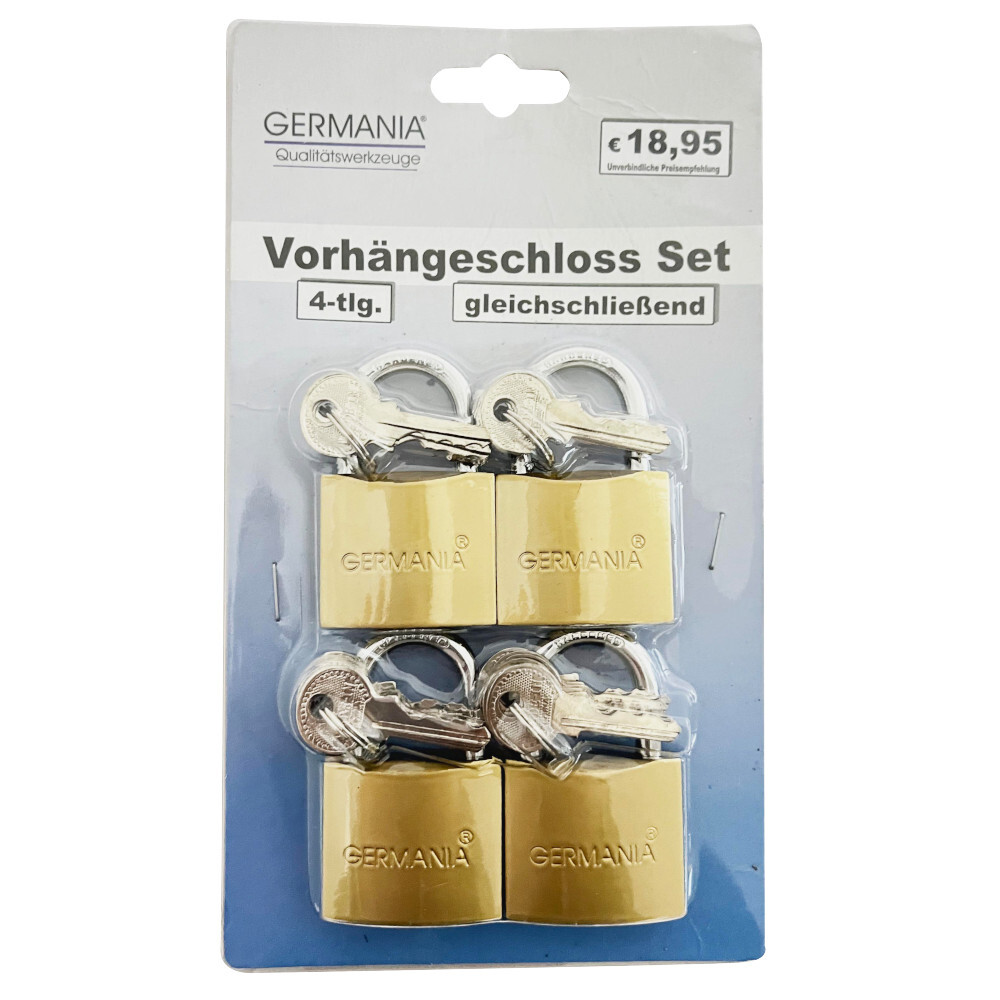 Vorh&auml;ngeschloss-Set 4-teilig mit je 6 Schl&uuml;sseln