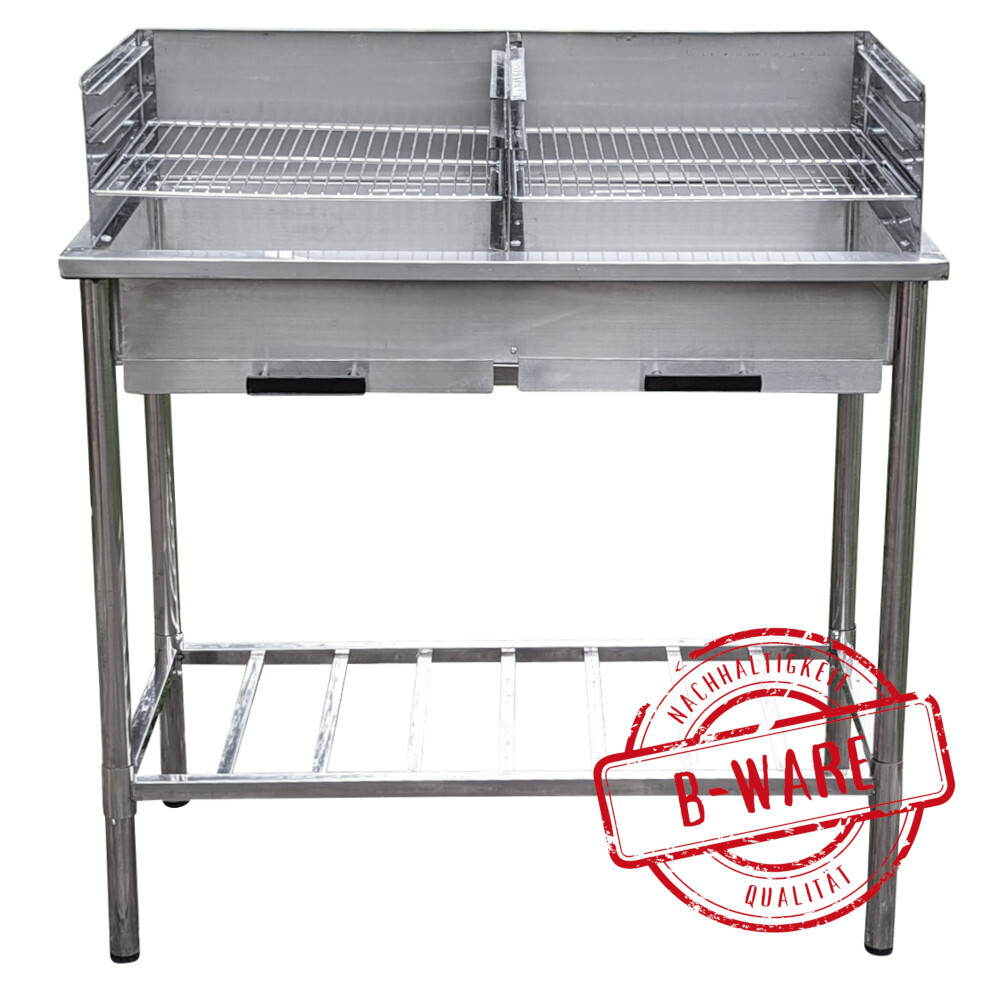 Campingk&uuml;che Doppel-Grilltisch Country Life Edelstahl - B-Ware