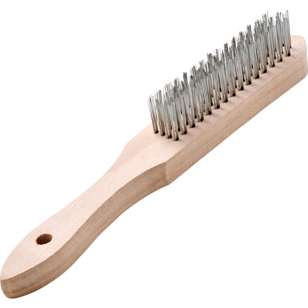 Drahtb&uuml;rste Stahl 4-reihig mit Holzgriff