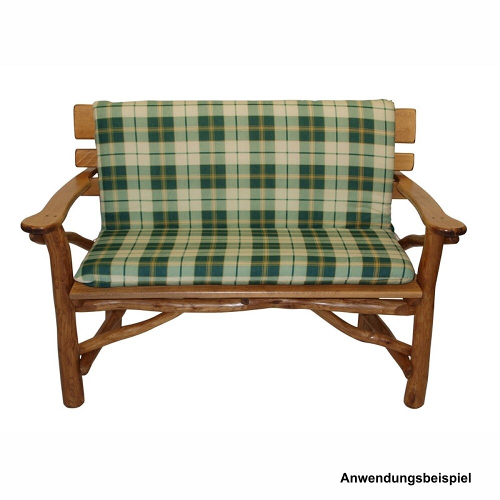 Auflage Boston f&uuml;r 2-Sitzer Gartenbank 98 x 88 x 7 cm gr&uuml;n/beige kariert