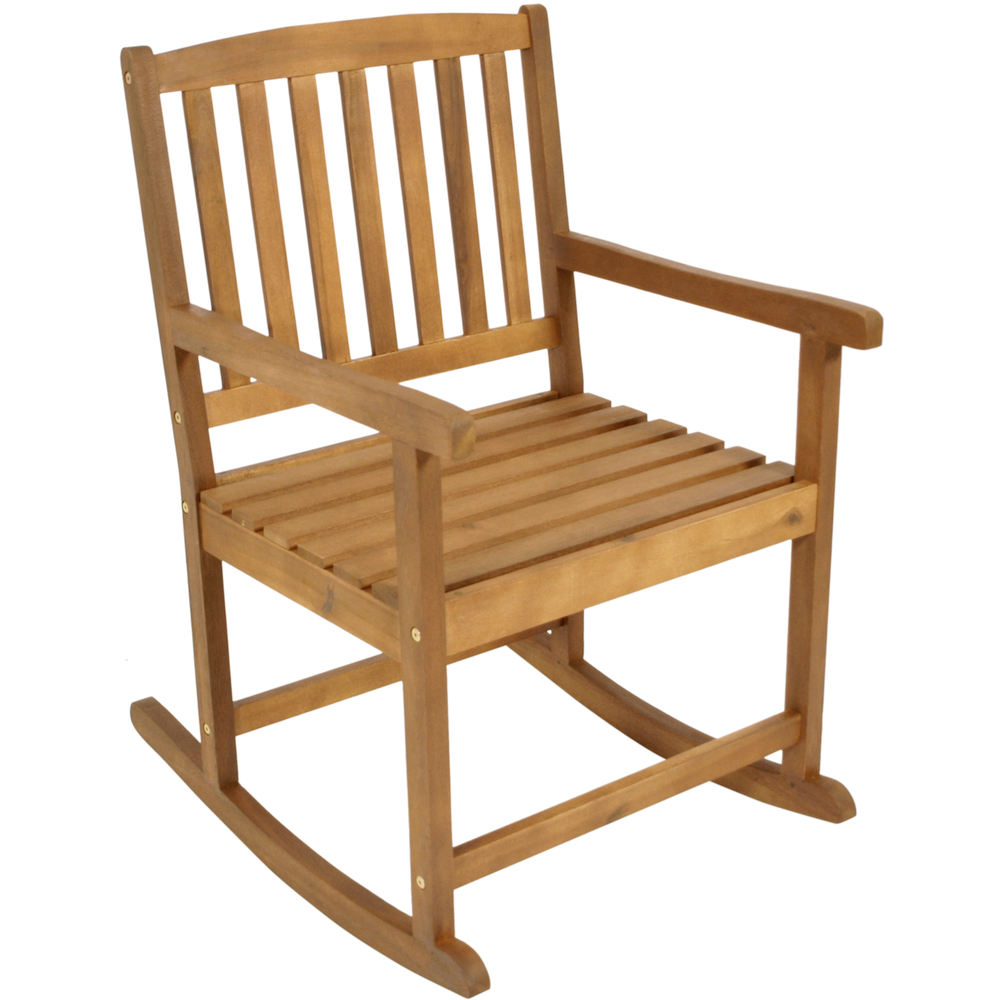 Schaukelstuhl aus Akazienholz, Oberfl&auml;che ge&ouml;lt