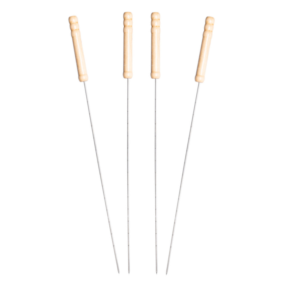 Schaschlikspie&szlig;e 4 St&uuml;ck 38,5 cm aus Edelstahl mit Holzgriff