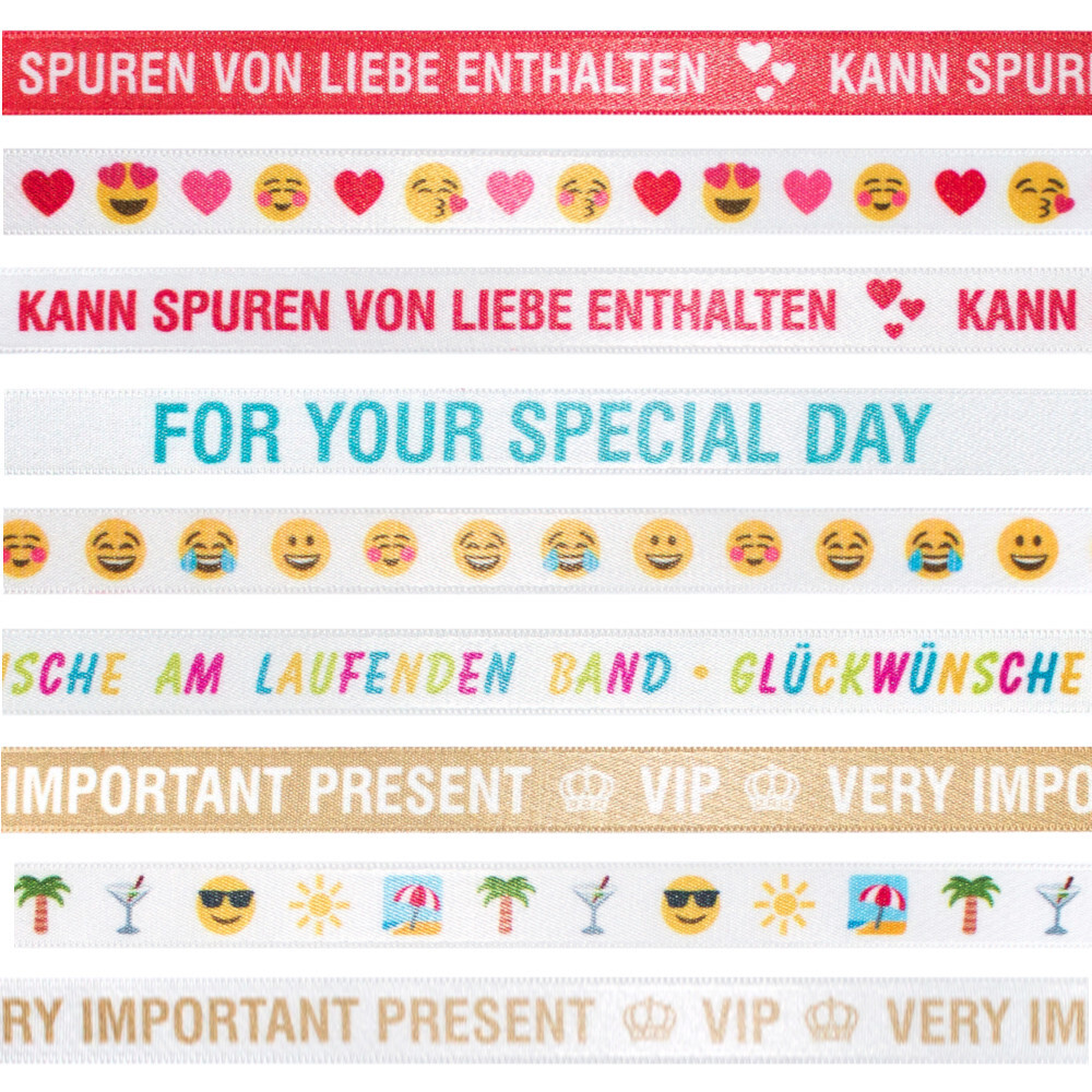 Geschenkband mit Spruch oder Emoji 4 m x 15 mm image number 1