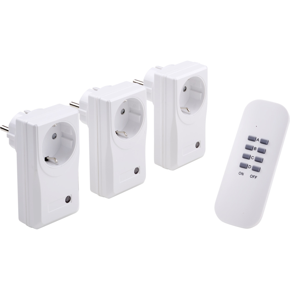Funksteckdosen Set, innen, 3 St&uuml;ck, Fernbedienung
