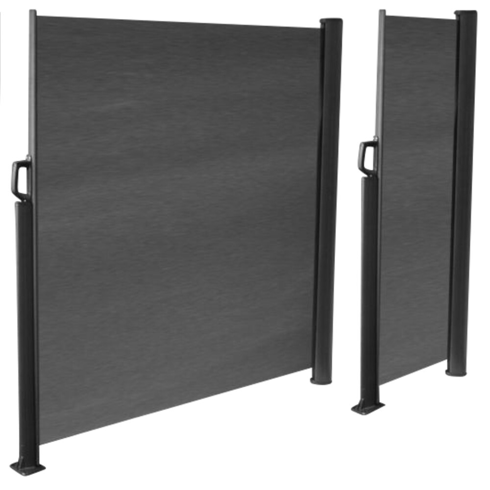 Seitenmarkise grau 3 x 1,6 m mit schwarzem Aluminiumgestell image number 1