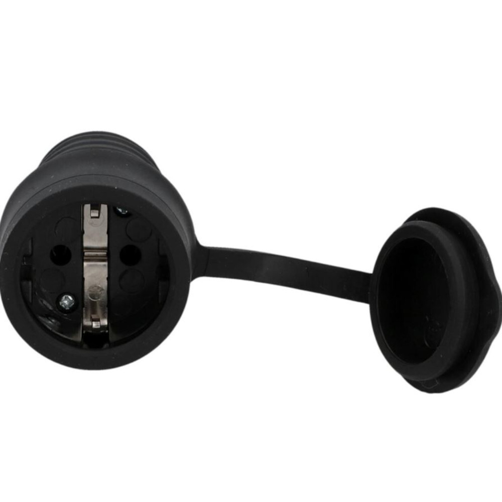 Schutzkontaktkupplung Gummi PVC IP44 m. Deckel sw image number 1