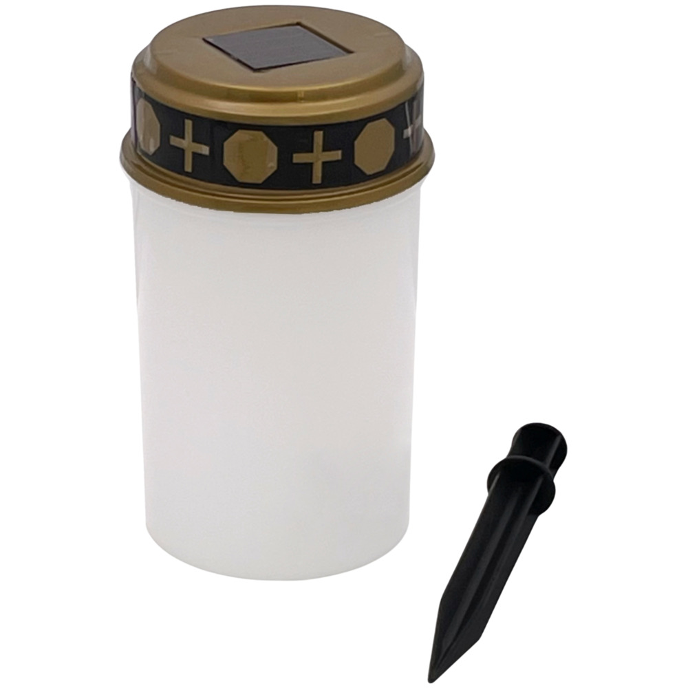 Grablicht solarbetrieben &Oslash; 7,3 x 12 cm in Wei&szlig;