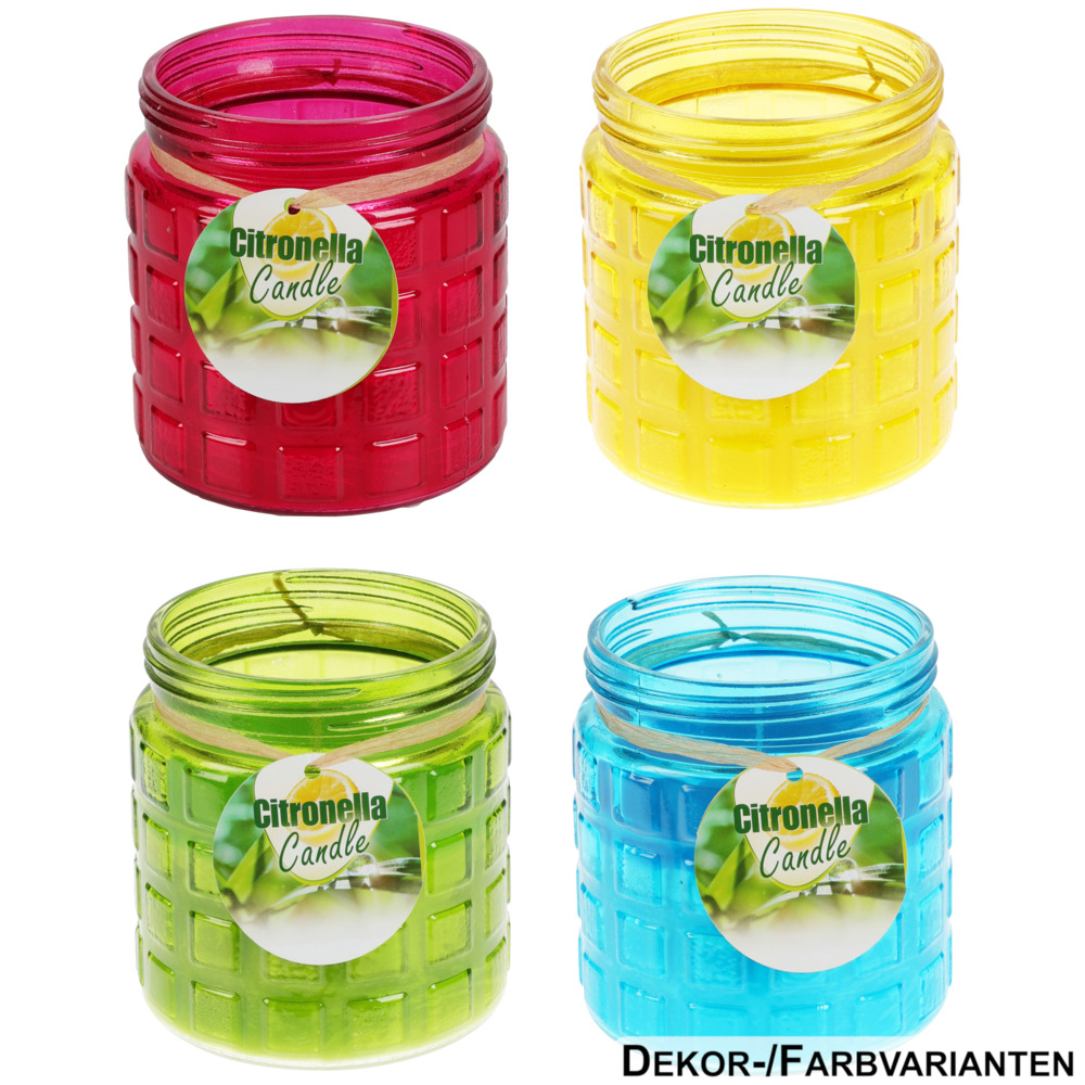 Citronella Kerze im Dekoglas - Farbauswahl