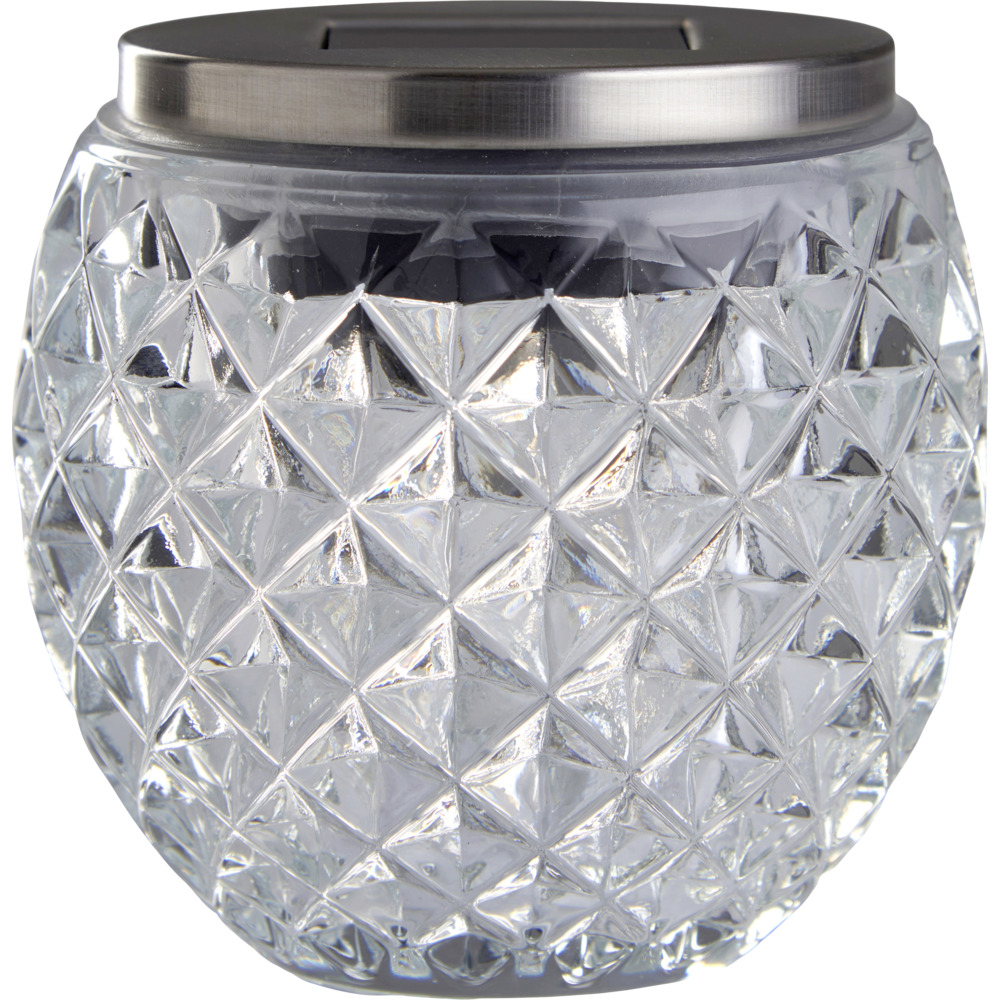 LED Solar Windlicht Glas Kristall &Oslash; 10 cm