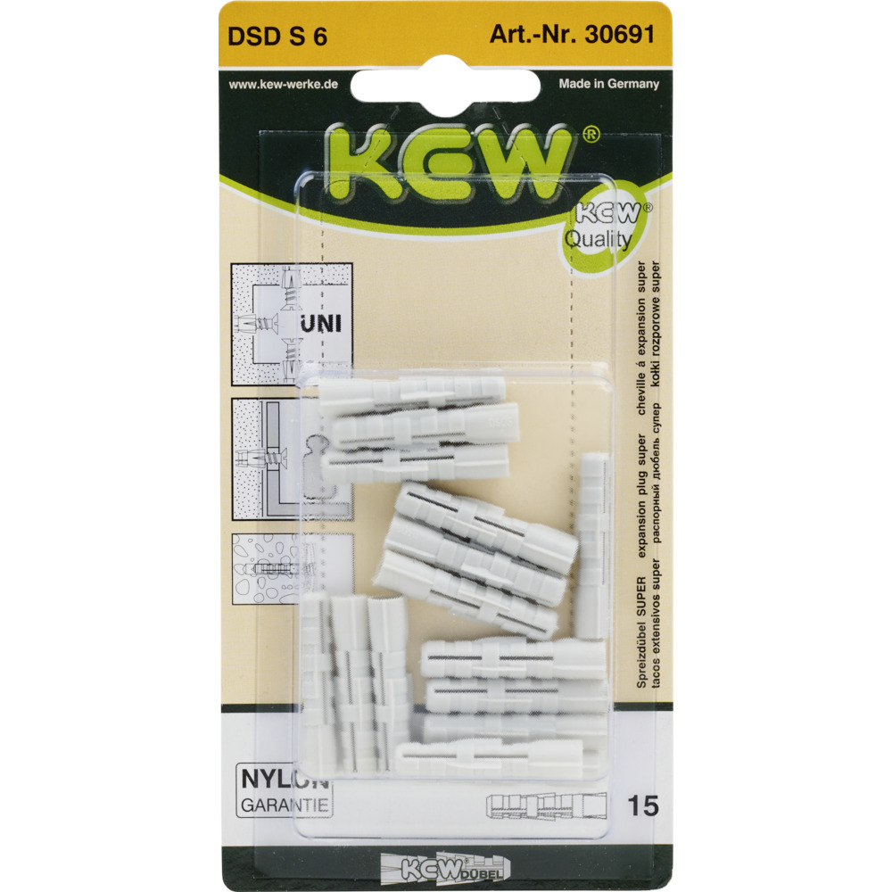 Durchsteck-Spreizd&uuml;bel Set 6 mm 15 St&uuml;ck aus Polyamid image number 2