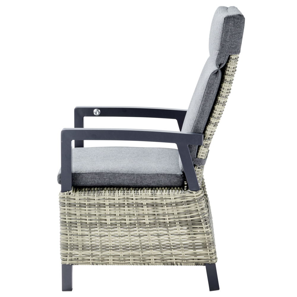 Gartensessel Polyrattan/Alu verstellbar gepolstert grau-meliert image number 4