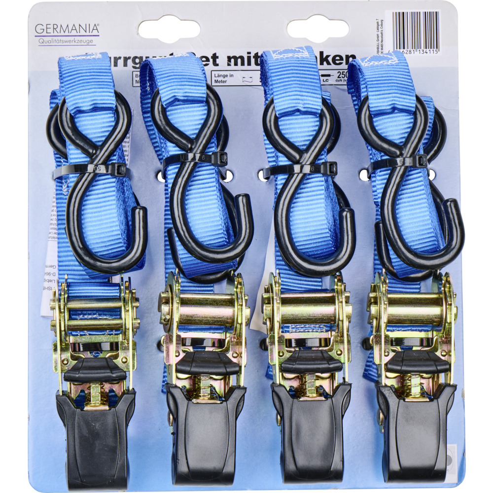 GERMANIA&reg; Zurrgurt-Set 250 kg 5m/25mm 4 St&uuml;ck image number 1